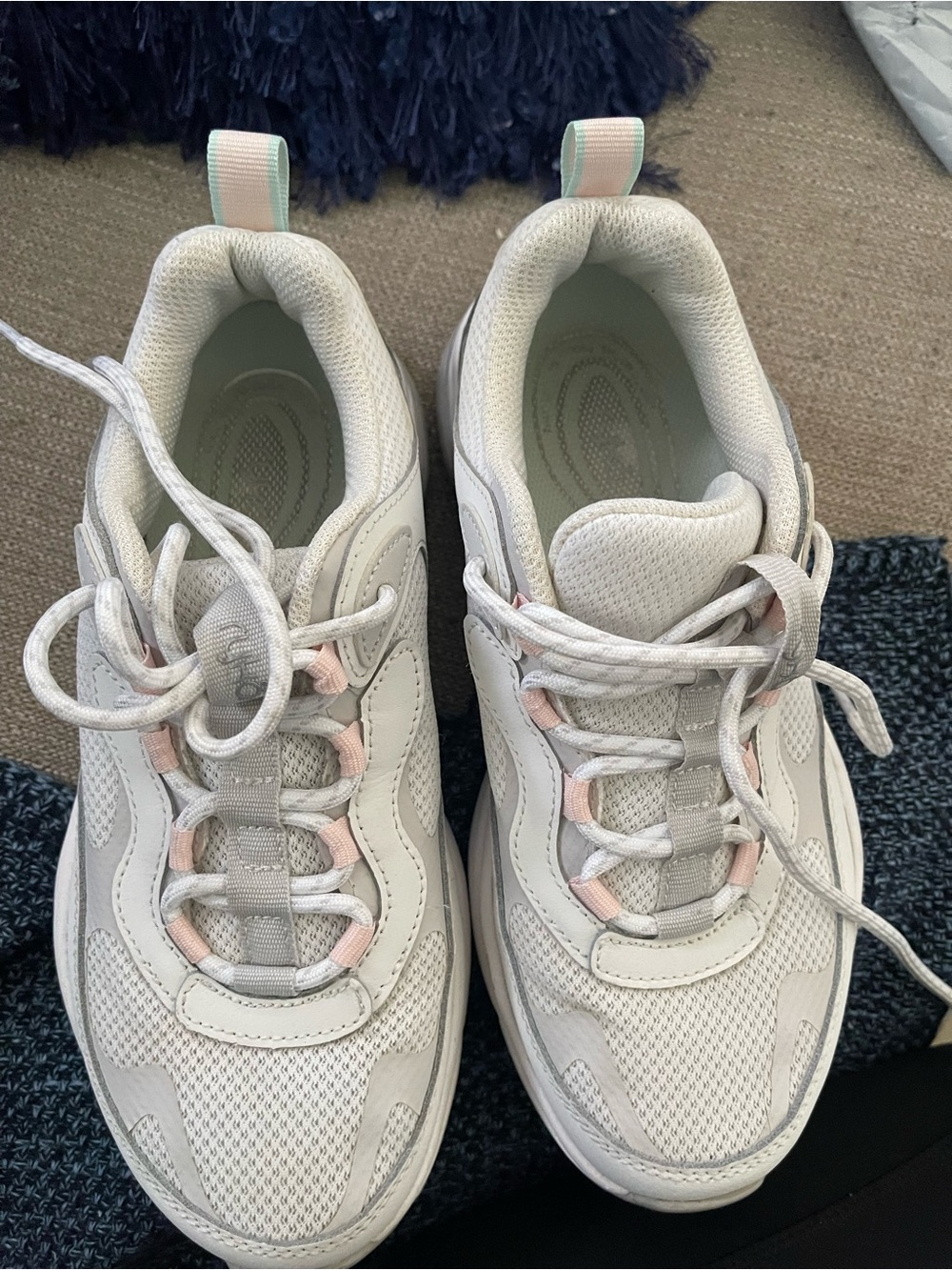 Ryka White Sneakers with Light Pink Accents